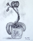 charcoal drawing of a giftbox by kid, kai Chen