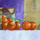 watercolor painting Tangerines by kid, Kai Chen