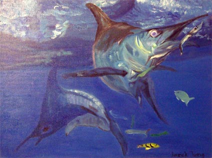 oil painting of sea fish by young artist, Kenrick Tsang, oil painting on canvas